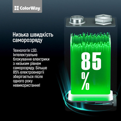 Аккумулятор Крона USB-С 390 mAh 9V (Li-Polymer) ColorWay (CW-UB9V-06) Винница - изображение 7