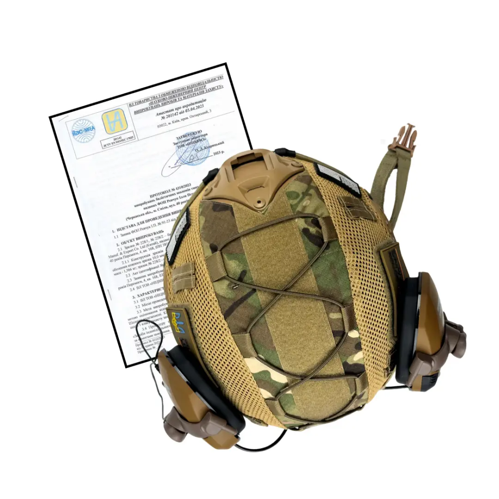 Комплект шолом Fast Helmet NIJ IIIA + навушники Walkers Razor Slim з чебурашкою + кавер Мультикам XL Вінниця - фото 10