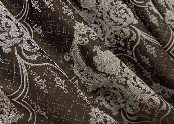 Комплект готових штор VR-Textil Парча № 1773ш Венге з молочним 155х290 см 2 шт (33-0735) Київ