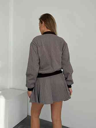 Женский стильный костюм двойка: бомбер на подкладке + юбка - шорты кашемир Капучино, 46 Одесса