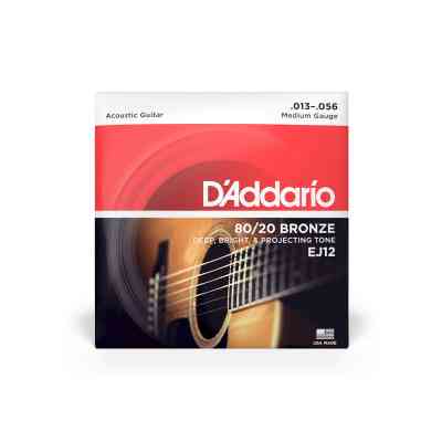 Струни для гітари D'Addario 80/20 Bronze Medium (13-56) (EJ12) Вінниця
