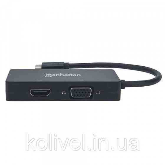 Док-станція USB3.1 Type-C --> HDMI/DVI-I/VGA Black Manhattan (152983) Київ