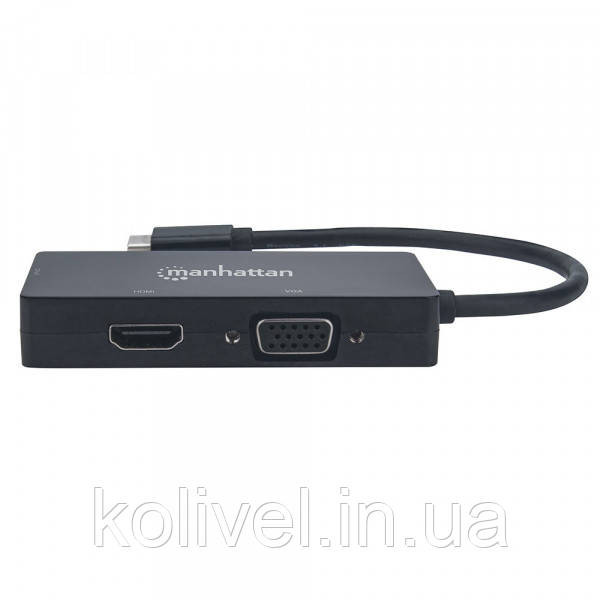 Док-станція USB3.1 Type-C --> HDMI/DVI-I/VGA Black Manhattan (152983) Київ - фото 3