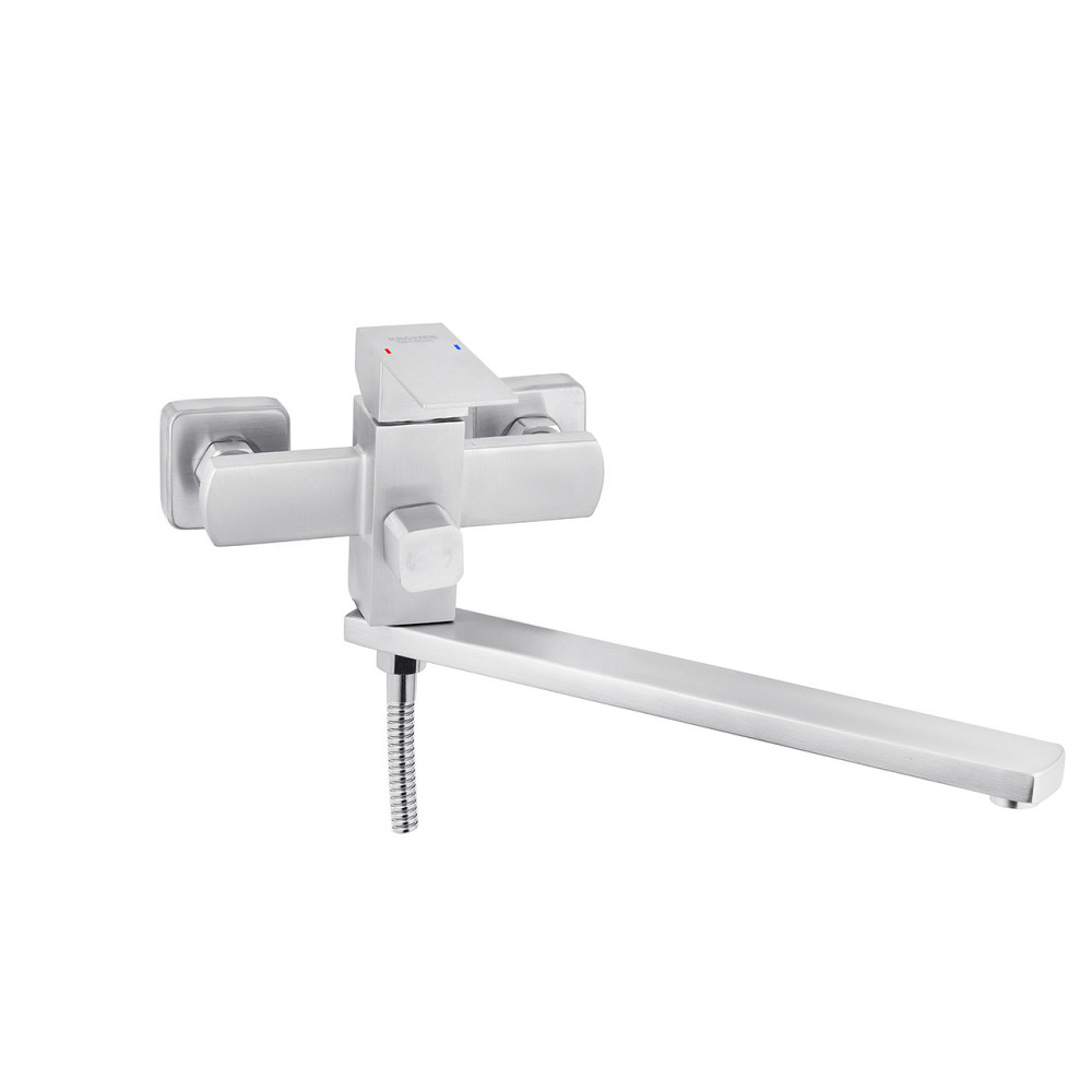 Змішувач для ванни з душовим гарнітуром Kroner KRP Edelstahl Kubus ESG070 сатин Київ - фото 3