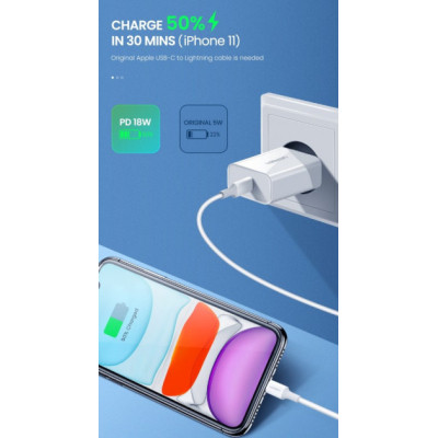 Зарядний пристрій Ugreen CD137 Type-C PD 20W Charger (White) (60450) Вінниця - фото 6