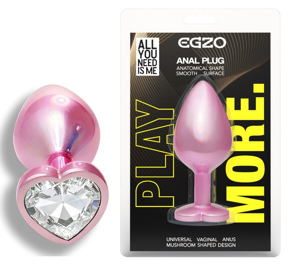 Анальна пробка з кристалом EGZO - Pink Perl Heart Plug Clear, size S Sex Aura Київ - фото 1