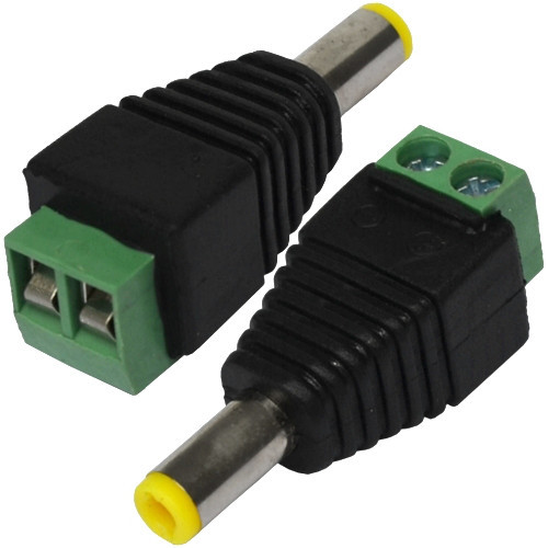 Штекер живлення 2,1/5,5 мм (жовтий), з клемною колодкою (під гвинт) Полтава - фото 1