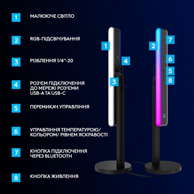 Лампа блогера Logitech Litra Beam LX Graphite (946-000015) LED-лампа Харків - фото 17