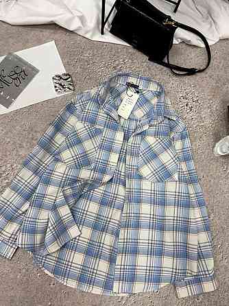 Женская повседневная оверсайз рубашка в клетку фланель 100% коттон Одесса