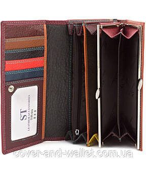 Женский бордовый кожаный кошелёк с визитницей ST Leather SB46 Киев - изображение 2