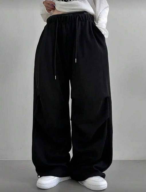 Жіночі стильні оверсайз штани двонитка Чорний Одеса - фото 5