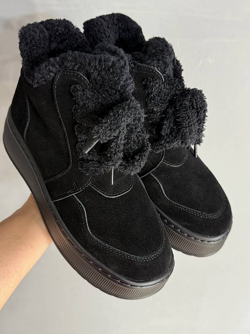 Ботинки женские Hengji 307-5 натуральная замша утепленные на высокой подошве черные, 39, 24,5 см Киев - изображение 8