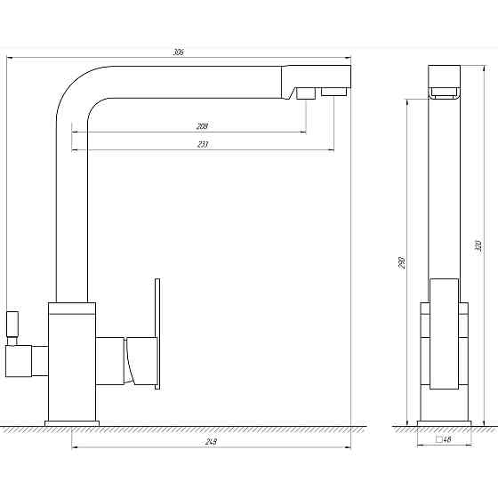 Змішувач для кухні під осмос Globus Lux LAZER GLLR-0100-8-STSTEEL Тернополь