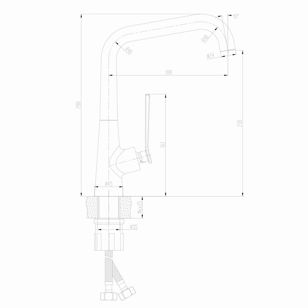 Змішувач для кухні TOPAZ TEEL TT 24401-H59 (000018043) Київ - фото 9