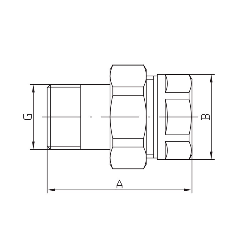 Згін американка прямий, без нікелю Koer KR.341.WN - 1/2" (KR4736) Київ - фото 2