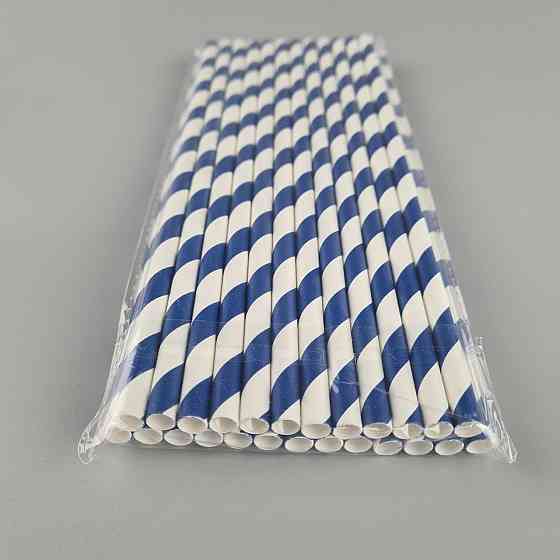 Соломка трубочка паперова Ø 5 мм 20 см "Віта " біло-синя 25 шт (1 пачка) Харків