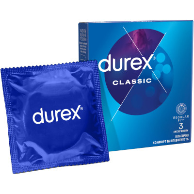 Презервативи Durex Classic латексні з силіконовою змазкою (класичні) 3 шт. (5010232954250) Вінниця - фото 1