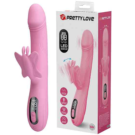 Вібратор-кролик PRETTY LOVE Bella Pink, силікон, рожевий, метелик, подвійна стимуляція Sex Aura Київ