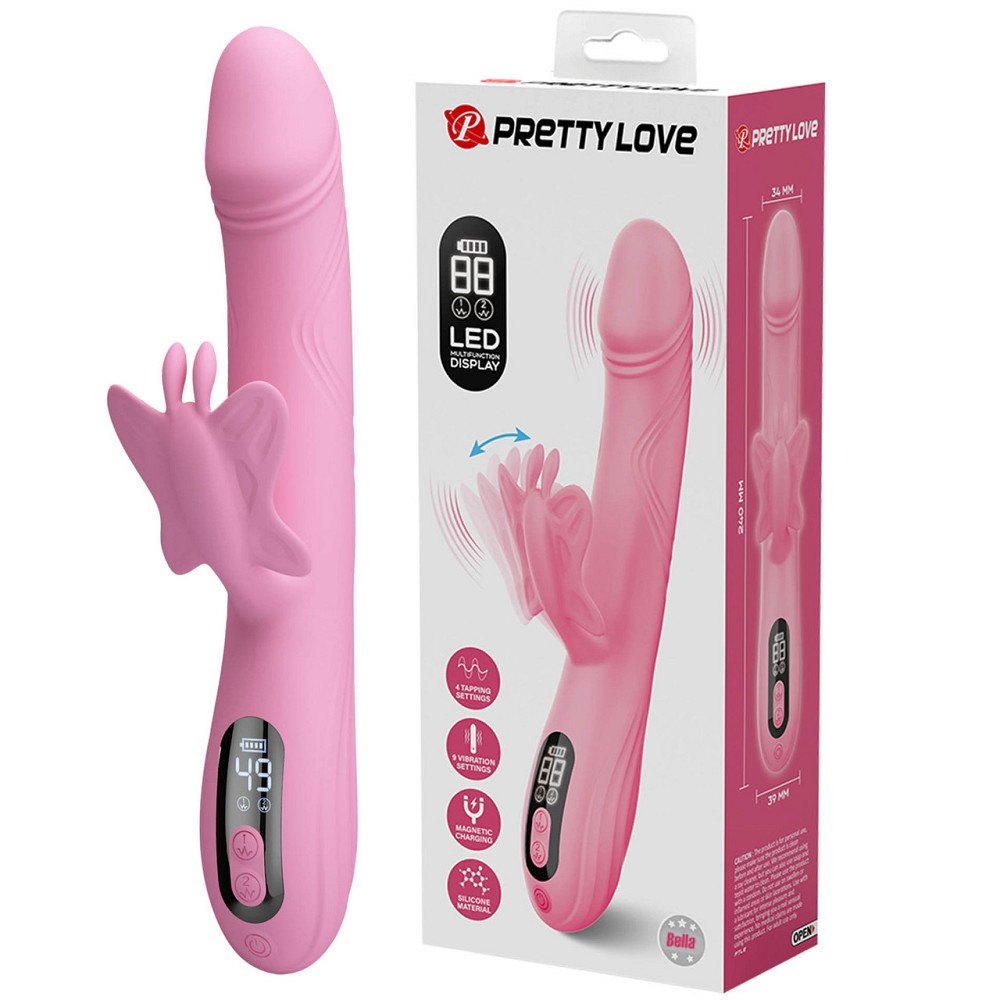 Вібратор-кролик PRETTY LOVE Bella Pink, силікон, рожевий, метелик, подвійна стимуляція Sex Aura Київ - фото 1