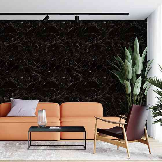 Виниловая самоклеящаяся плитка Черный мрамор глянец Киев