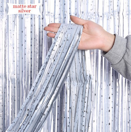 Дождик для фотозоны с принтом звездочек матовый 2 м на 1 м серебристый Киев - изображение 1