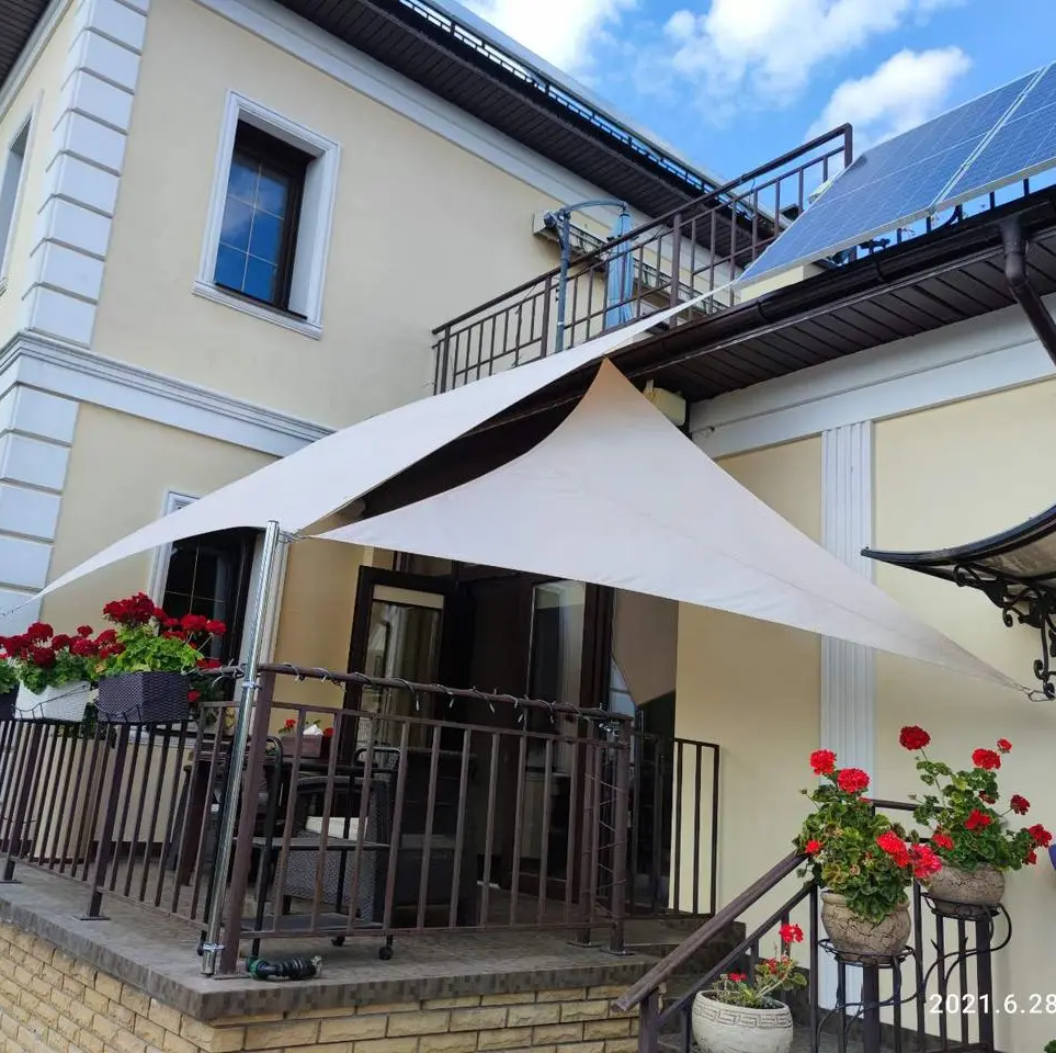 Тент навес затеняющий треугольный 3х3х4м Сетка (Молочный) Винница - изображение 7