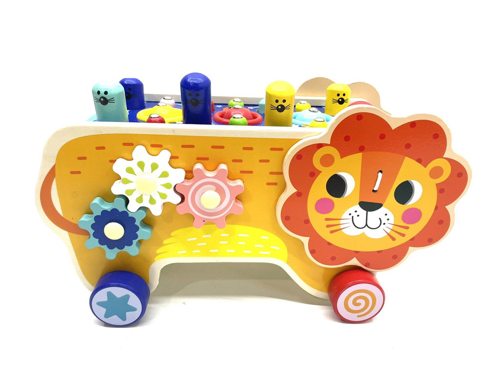 Ігровий центр 4FUN Game Club Wood ксилофон магнітна рибалка стукачка шестерні Лев Помаранчевий (55202) Чернігів - фото 1