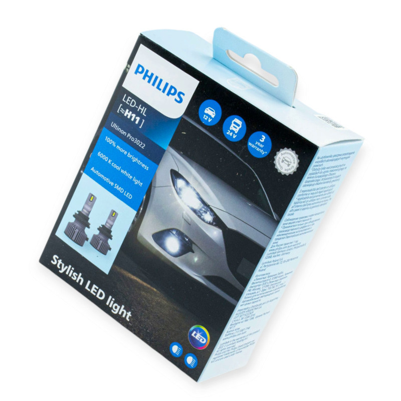 Автолампа LED H11 12V-24V Ultinon PRO3022 6000K 100% PHILIPS радиатор и вентилятор Мукачево - изображение 1