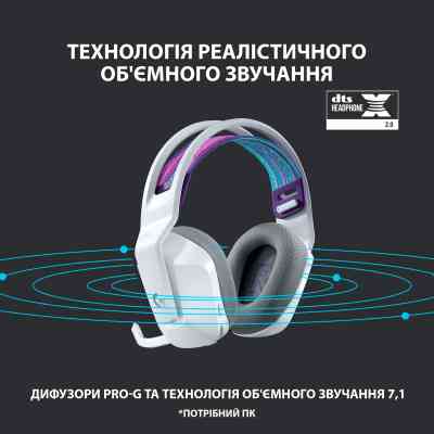 Навушники Logitech G733 Lightspeed Wireless RGB Gaming Headset White (981-000883) Вінниця