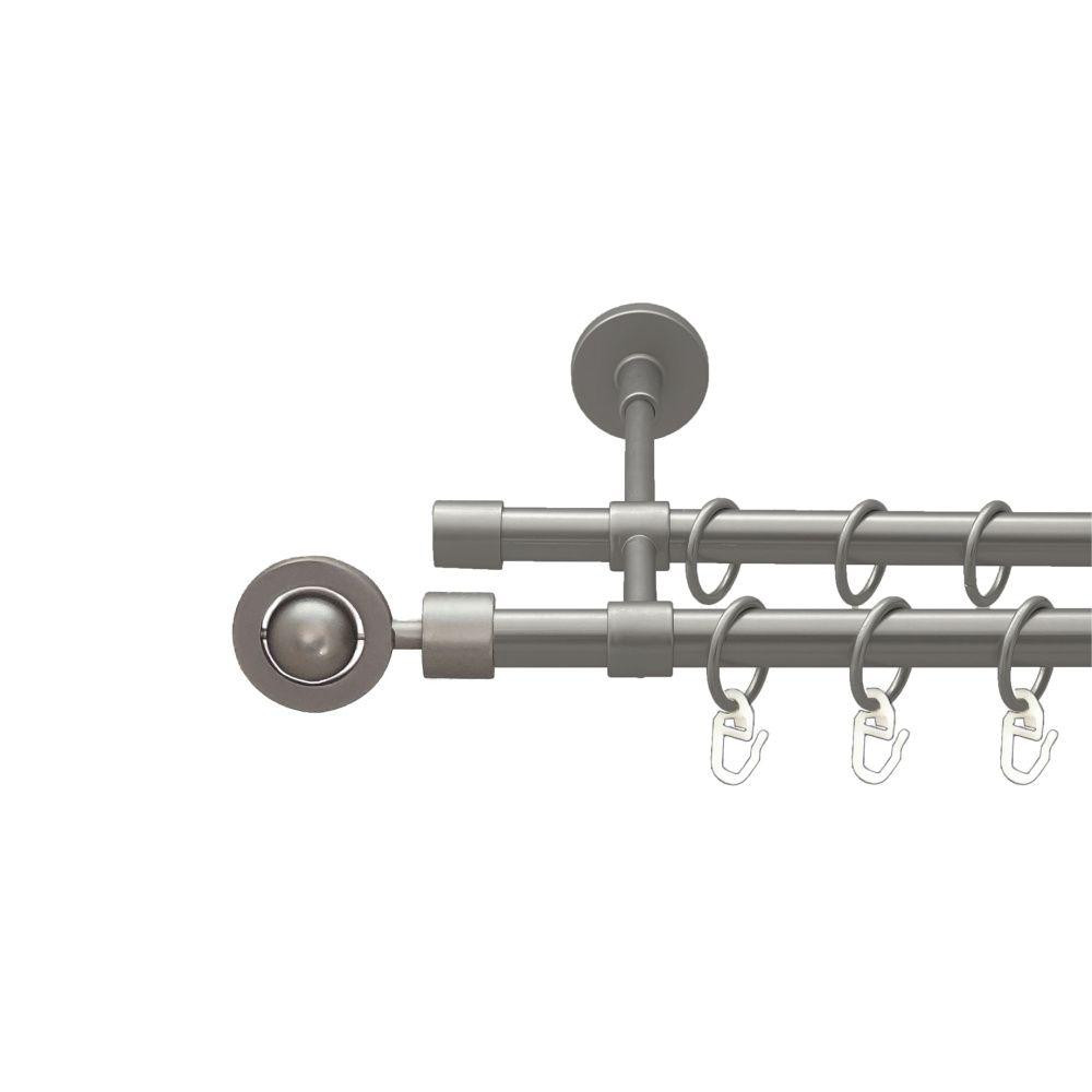 Карниз Orvit Пополо металевий дворядний закритий гладка труба кільце металеве Сатин 16\16 мм 200 см (00-00022650) Львів - фото 1