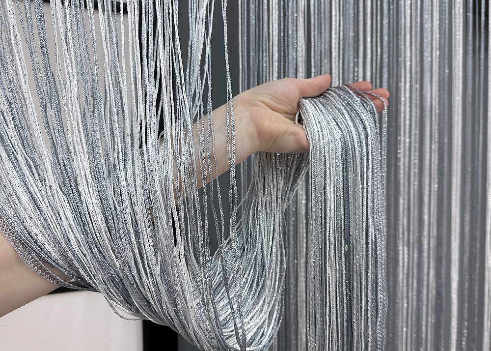 Шторы-нити с люрексом Белый с серым 300х300см 1 шт (61-106) Киев - изображение 6