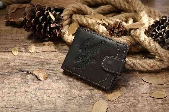 Портмоне мужское с орлом Коричневое (Vintage) Киев