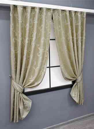 Комплект коротких штор VR-Textil Жаккард Allure № 1614ш Бежевый 130х170 см 2 шт (35-0272) Киев