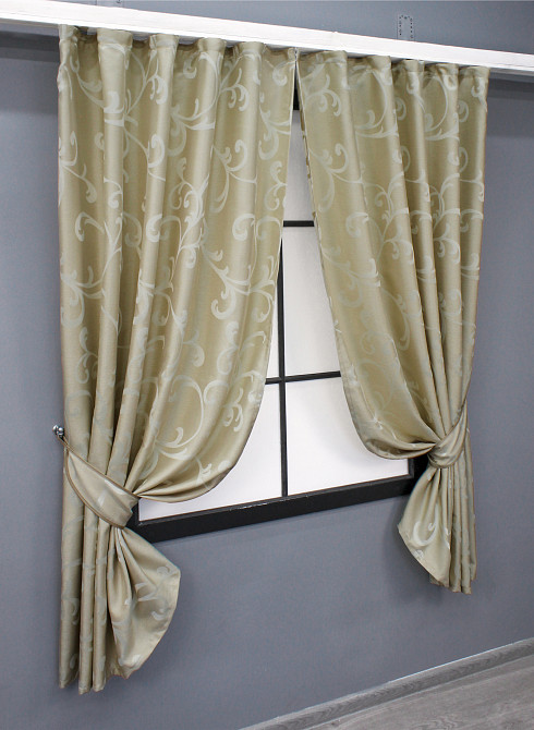 Комплект коротких штор VR-Textil Жаккард Allure № 1614ш Бежевый 130х170 см 2 шт (35-0272) Киев - изображение 2