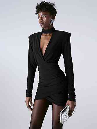 Жіноче приталене мініплаття з плічками та чокером із турецького трикотажу. Чорний, 42/44 Одеса