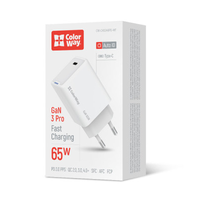 Зарядний пристрій ColorWay GaN Mini 65W PD Port PPS USB-C white (CW-CHS049PD-WT) Вінниця - фото 12