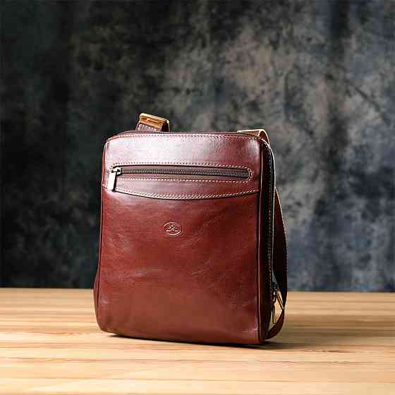 Мужская сумка через плечо из гладкой натуральной кожи Tony Perotti 20854_1 (9137-20 moro) Коричневый Киев