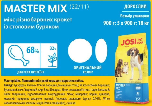 JosiDog Master Mix (Йозі Дог Майстер Мікс) сухий корм для дорослих собак усіх порід зі свічкою 18 кілограмів. Запоріжжя - фото 2