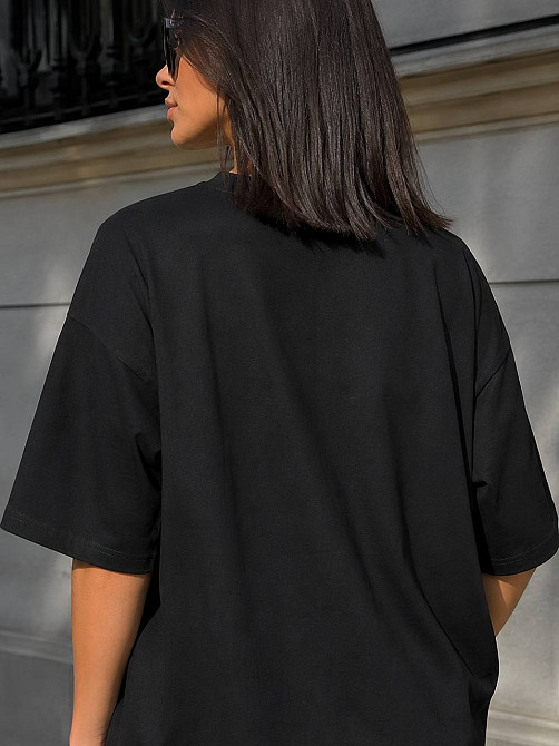 Футболка женская SHENG 6820 супер oversize широкая с большим сердцем из камней one size черная, черный, one size Киев - изображение 15