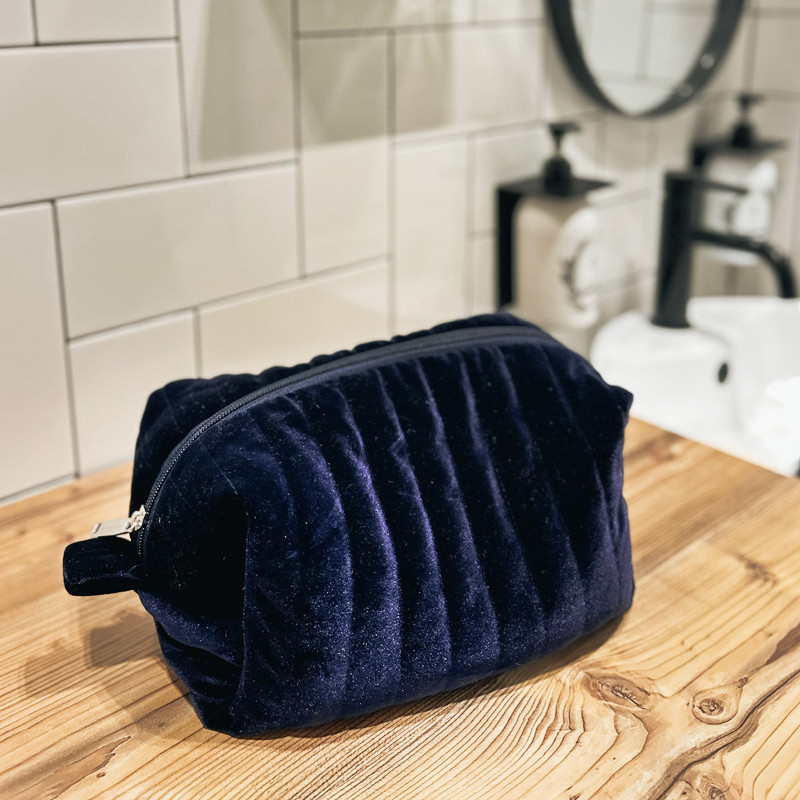Большая женская бархатная косметичка 24x13x13 см (Синий) Сумы - изображение 1