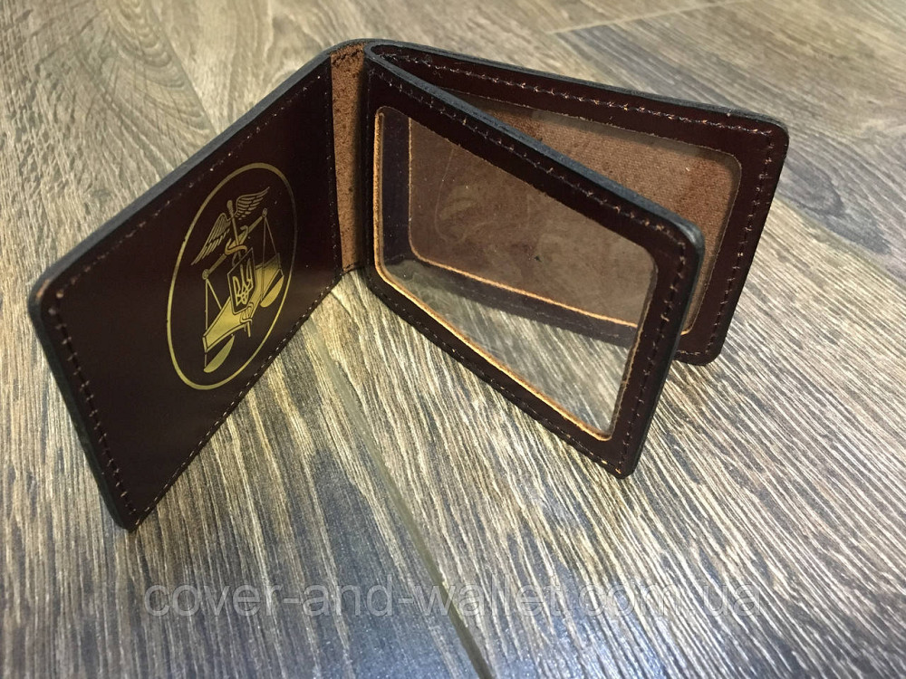 Шкіряна обкладинка для посвідчення "Фіскальна служба України"  з золотом і додатковим клапаном Київ - фото 3