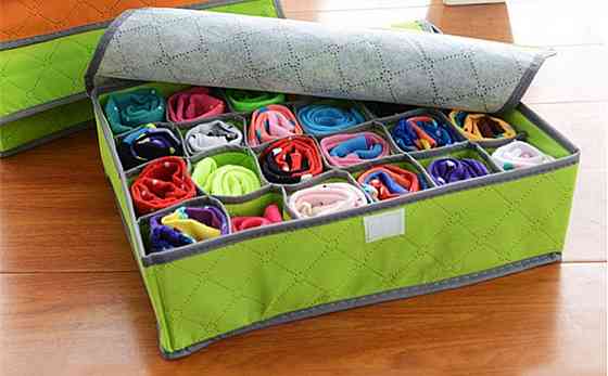 Органайзер для білизни та шкарпеток на 24 осередки Бамбуковий (Зелений) з кришкою Вінниця