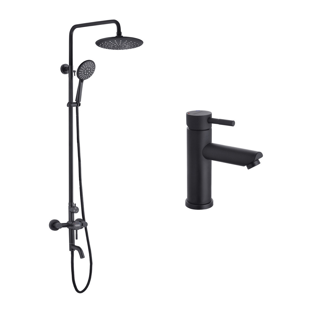 Набор 2 в 1 душевая система Kroner Edelstahl Klassisch-SCH063 + смеситель Edelstahl Klassisch-SCH010 Киев - изображение 1