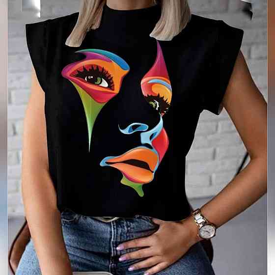 Футболка женская турецкий трикотаж 3D накат Черный Девушка Харьков