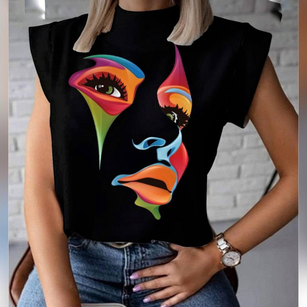 Футболка женская турецкий трикотаж 3D накат Черный Девушка Харьков - изображение 1