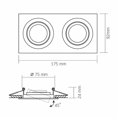 LED Світильник врізний під лампу 2*GU10 білий VL-SPF23S-W Videx Житомир - изображение 2