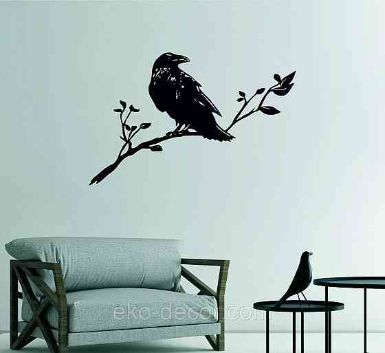 Декоративное настенное Панно «Ворон на ветке», Декор на стену 90*57 см Киев