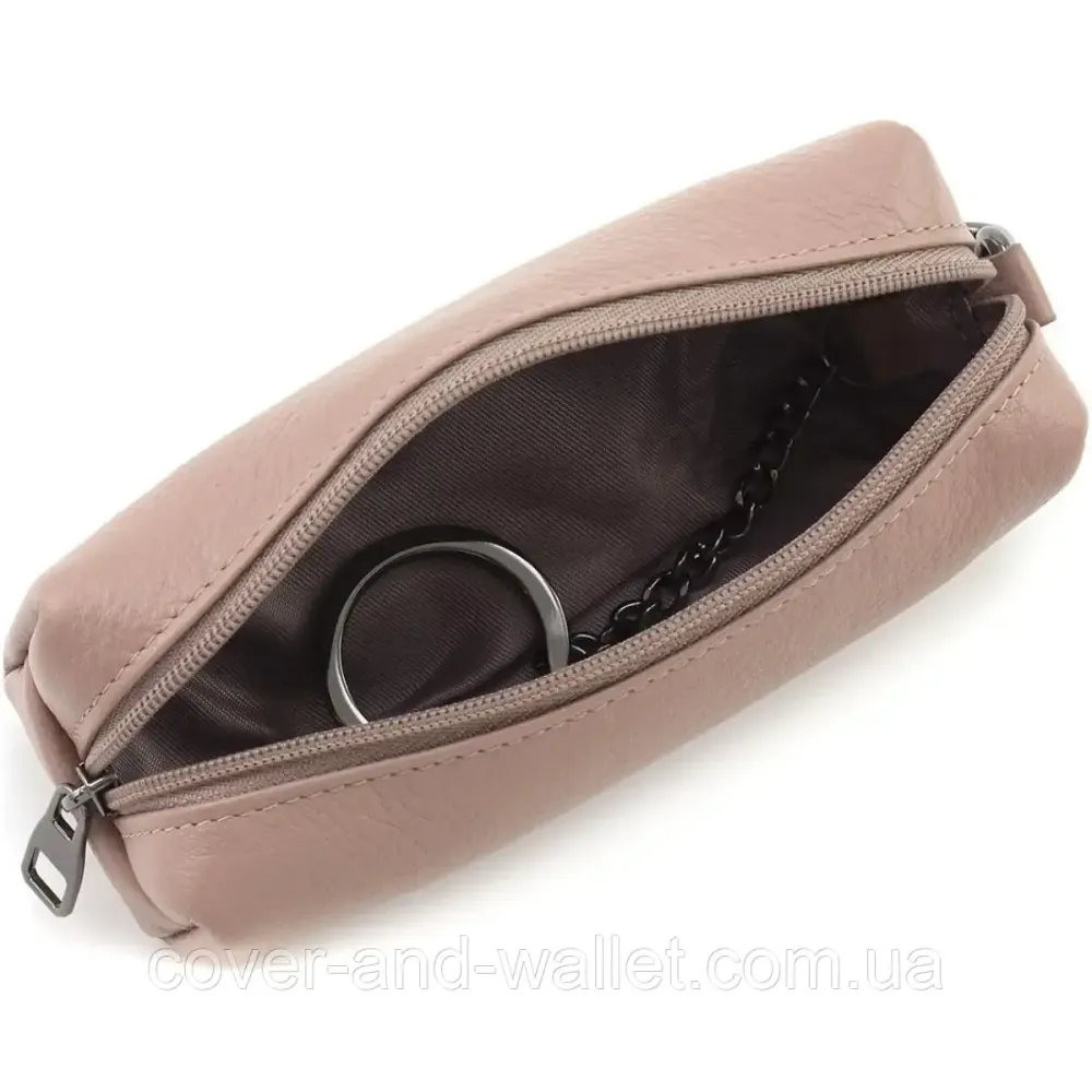 Елітна жіноча кишенькова ключниця пудрового кольору на блискавці Marco Coverna W005 Pudra Київ - фото 2