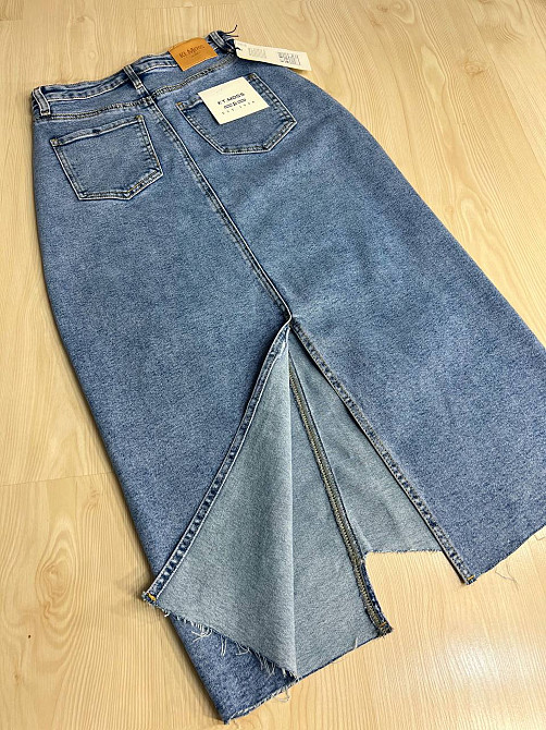 Юбка женская джинсовая Moss 503 длинная ассиметричная с разрезом голубая, голубой, З2, 32, 88 см, 11 Одесса - изображение 9