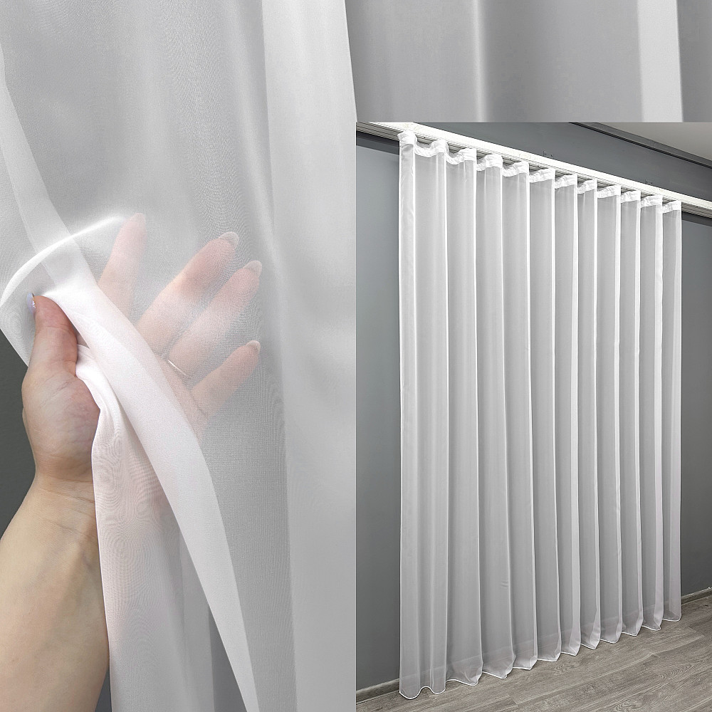 Тюль VR-Textil Вуаль 1903т Шифон однотонный Теплый белый 500х250 см (43-317) Киев - изображение 1